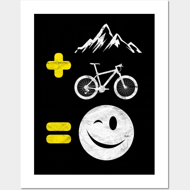 CYCLIST-Mountain+Bike=Happiness Wall Art by AlphaDistributors